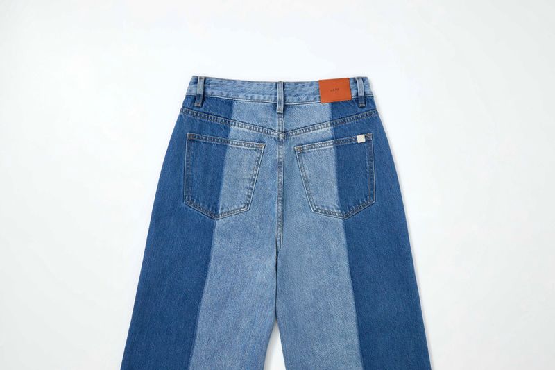 3RD REORDER TWO-TONE CONTRAST DENIM PANTS code 25006