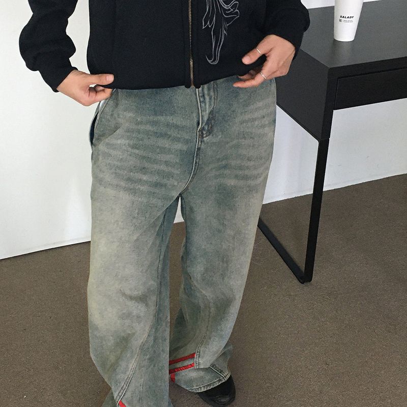 Biggy Hip Line Diagonal Track Denim Pants