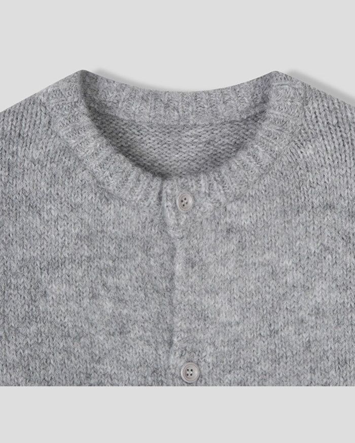 (UNISEX) Wool-mix Heavy Brush Knit Cardigan