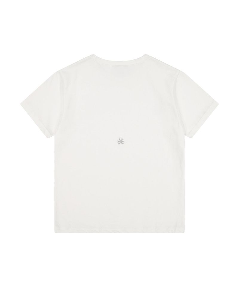 (DUC) Eyelet Stud Semi-Crop T-Shirt White