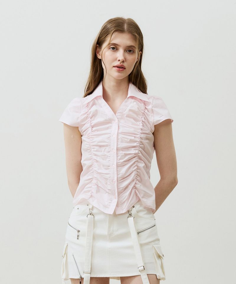 SYLPH SHIRRING SHIRT / PINK