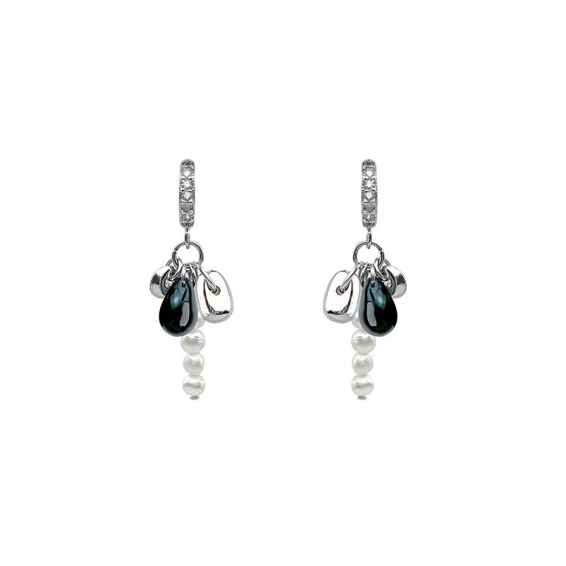 Waterdrop Pearl Logo Surgical Earrings