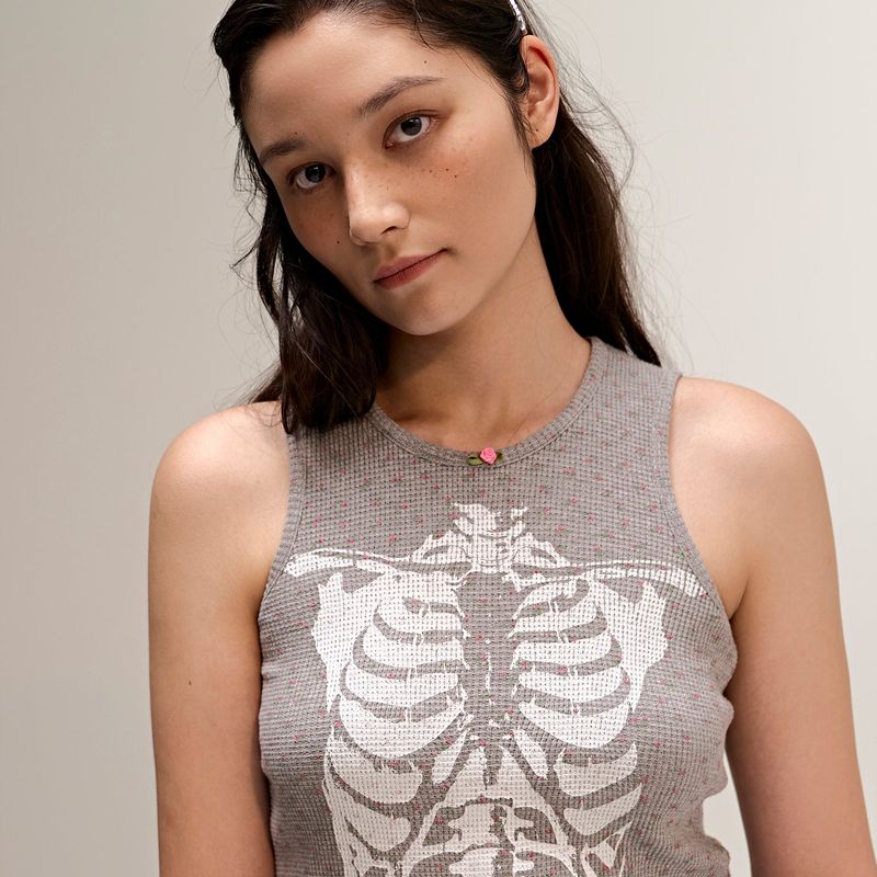 MNMPAIR（ミニマルペア）の「Floral Bone Sleeveless Gray（Tops）」