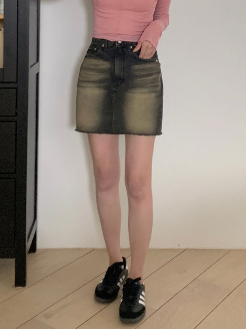 vintage denim miniskirt