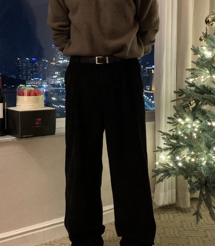 Defaced Late Back Banding Corduroy Wide Pants