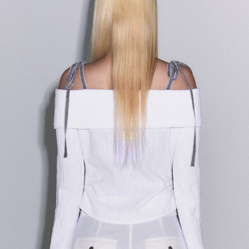  Hook Off Shoulder Blouse [white]