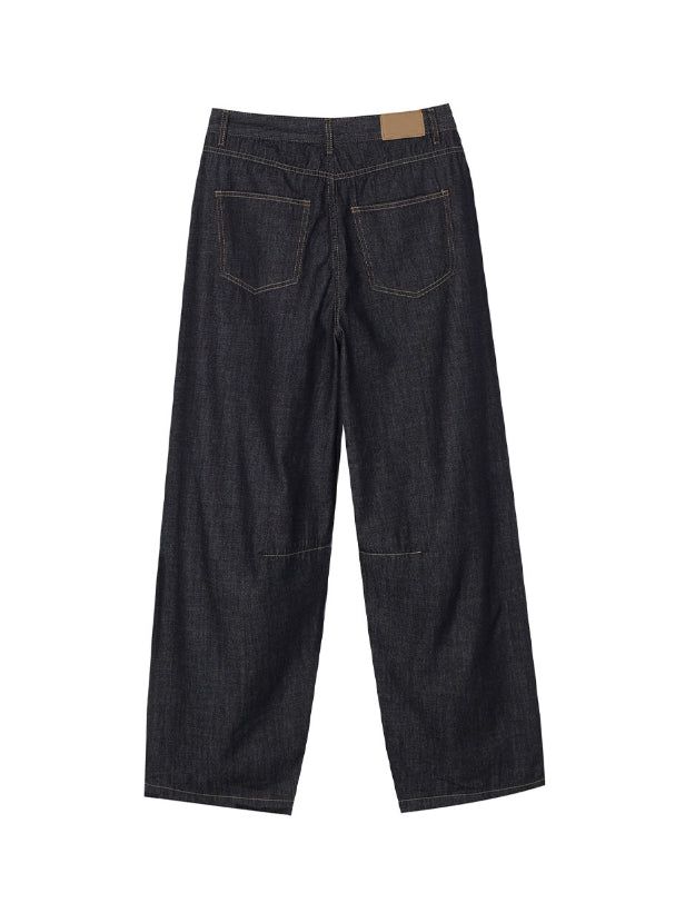 Medin Curved Linen Denim Pants