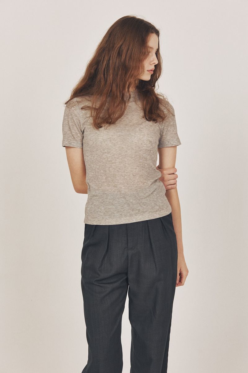 wool blended Half top_grey