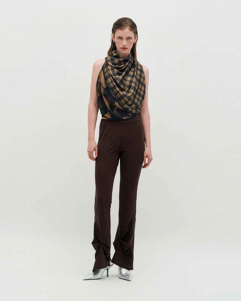 Half&Half Plaid Square Scarf 95 _ BEIGE