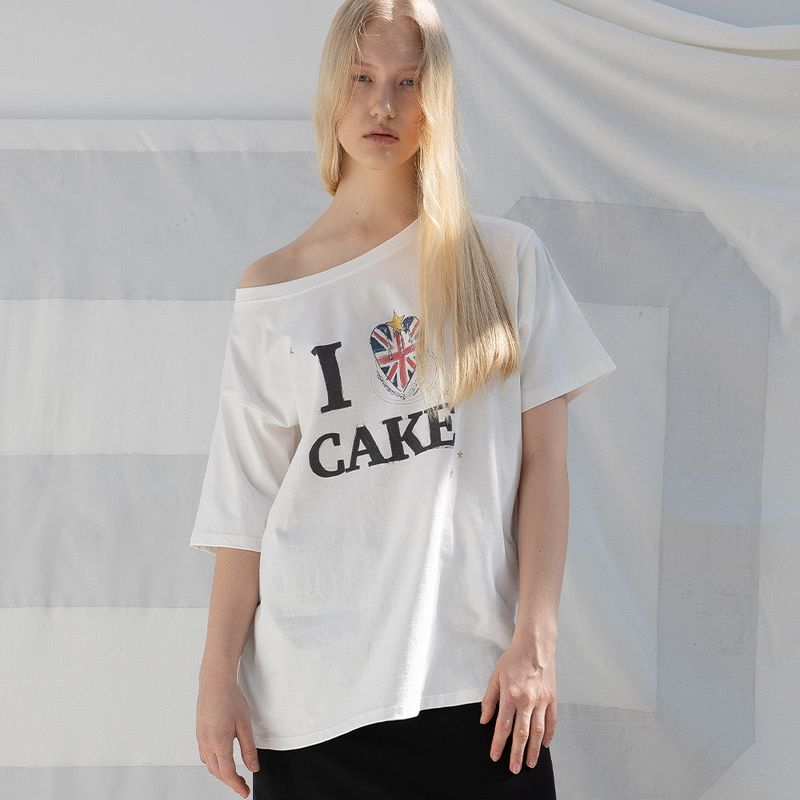 DIMANCHE（ディマンシュ）の「I LOVE CAKE OVERSIZE T-SHIRT（Tops）」