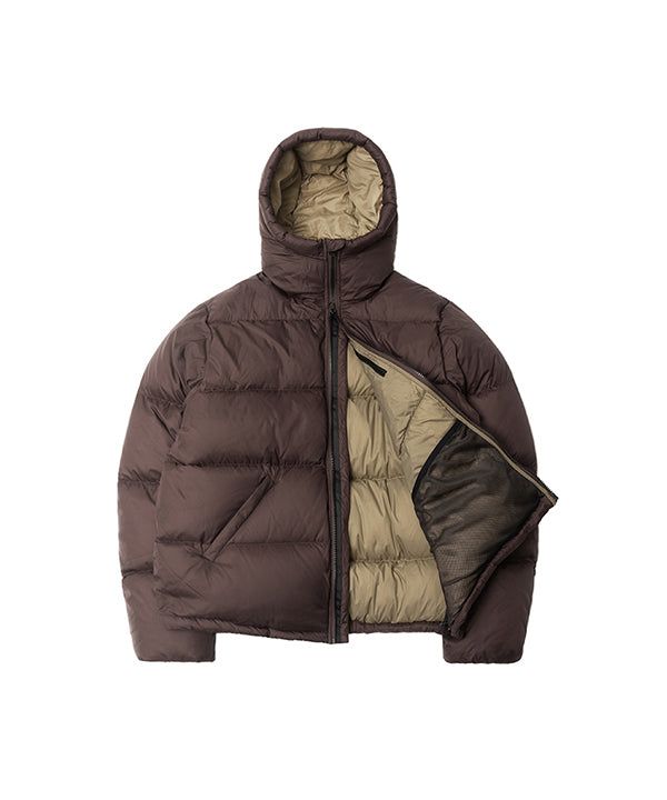 QT8 GARMENTS（キューティーエイトガーメント）の「RG Duck Down Heavyweight Hoodie Jacket (Brown)（Jackets/Outerwear）」