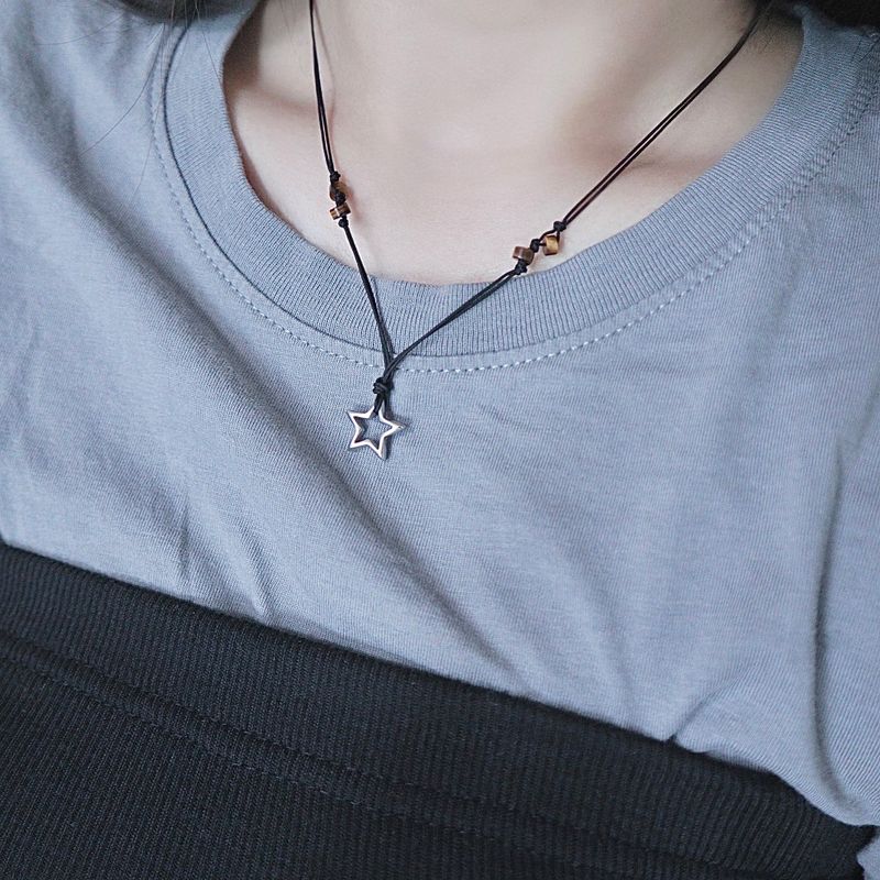 All surgical steel star gemstone string necklace
