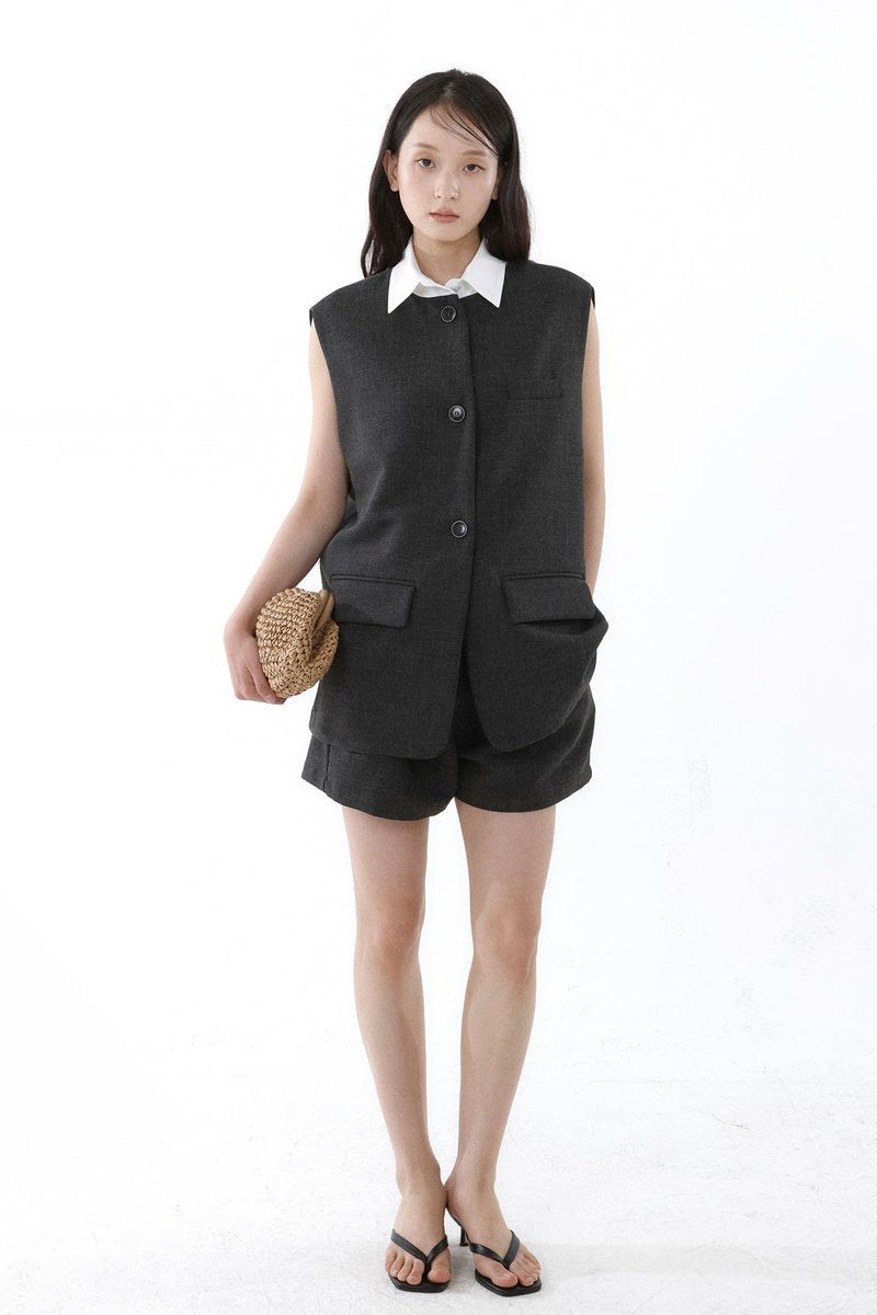 FRONT BELT SHORTS_CHARCOAL