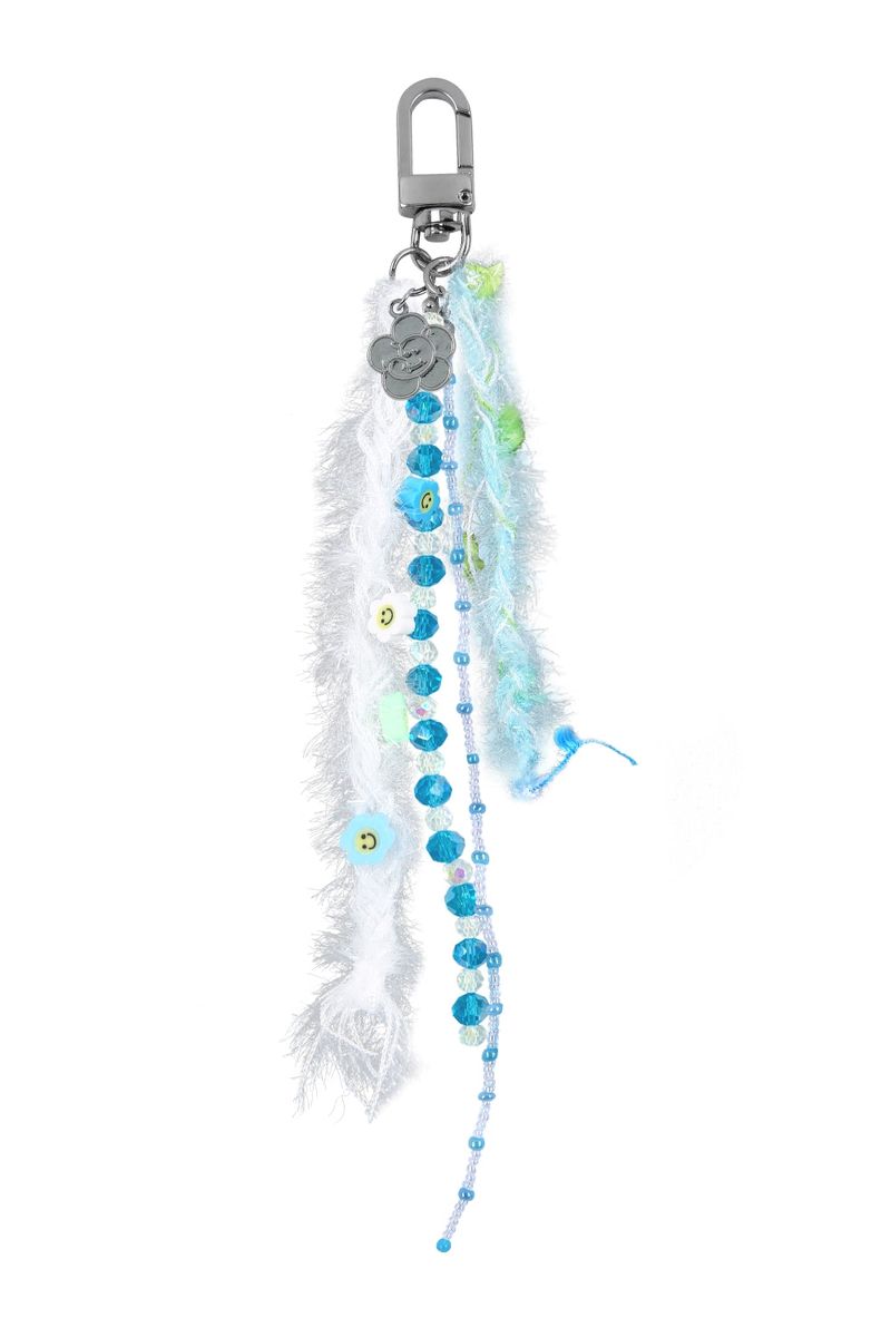 blue fluffy key-ring