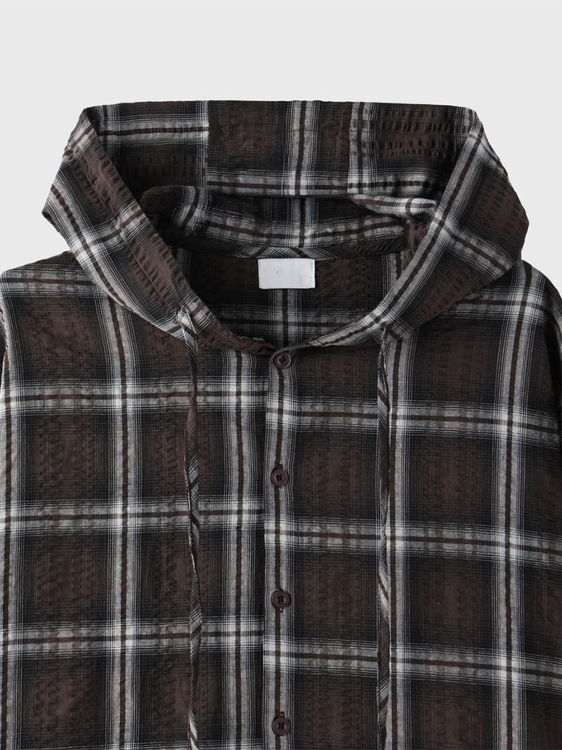 Bear Wrinkle Check Hood Shirt