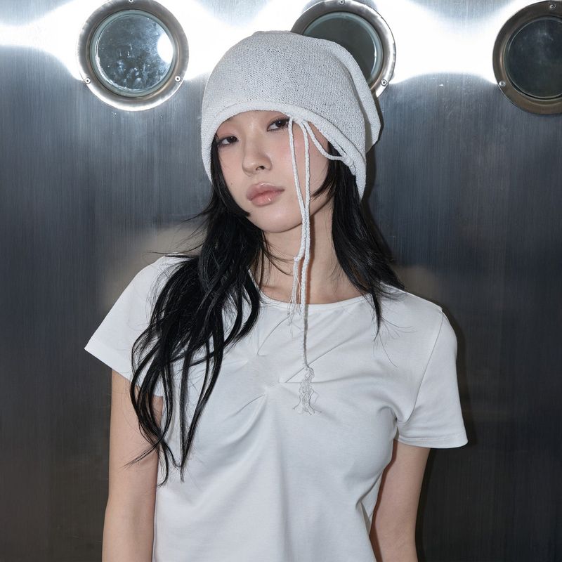 ZIZEMUSEUM（ジゼミュージアム）の「ロングストリングメッシュビーニー (WHITE)（帽子）」