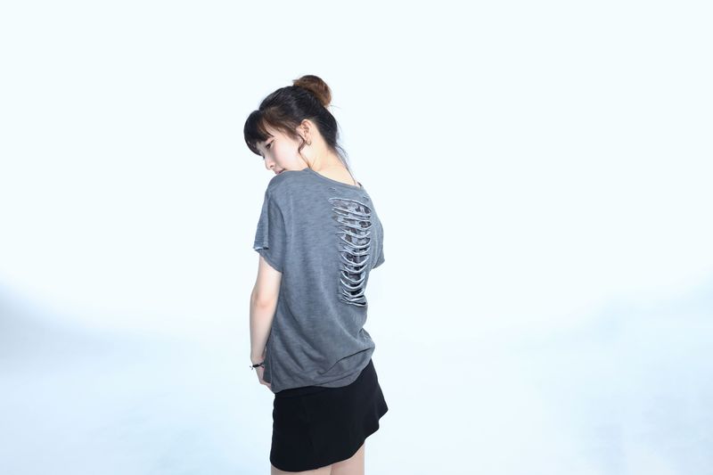 Grunge Claw Camo Eyelet Tee - Charcoal