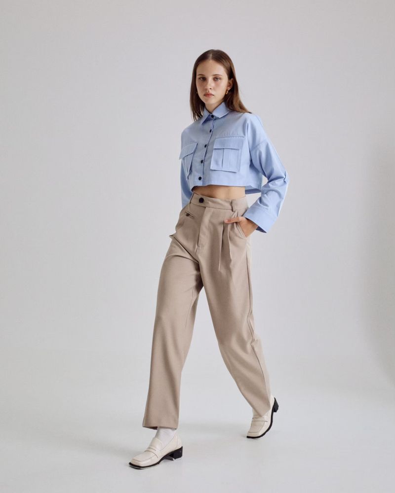 EVIE mia OVERSIZED CROPPED SHIRTS BLUE