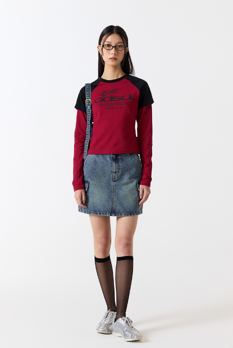 ODSD-Raglan-Track-Semi-Crop-T-shirt - 4 COLOR
