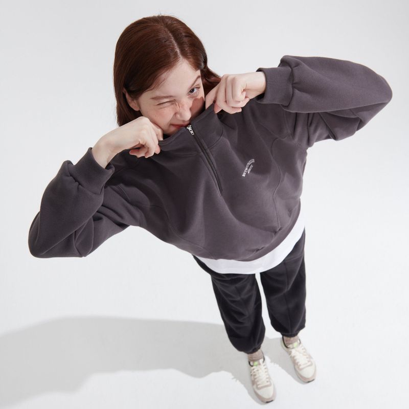 NAPPING HALF ZIPUP SWEATSHIRT_CHARCOAL