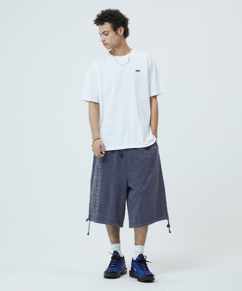 WASHED CUT OFF APPLIQUE SWEAT SHORTS