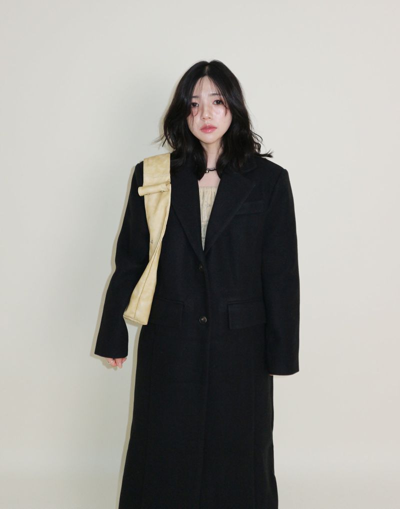 Stutch Solid Wool Long Coat (Lining Fleece-lined)