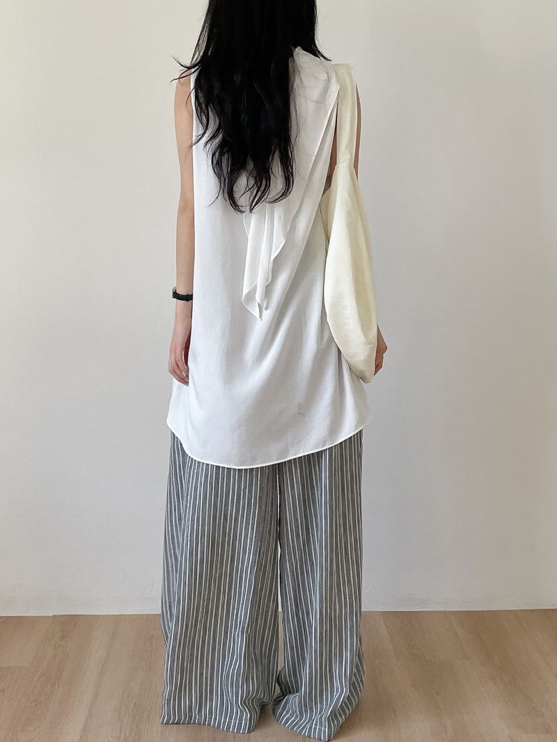 Rose String Stripe Wide Pants