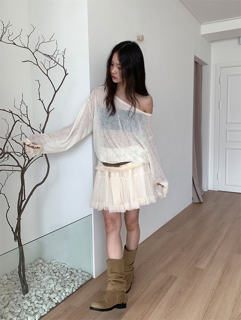 POM CHIFFON SKIRT (2C)