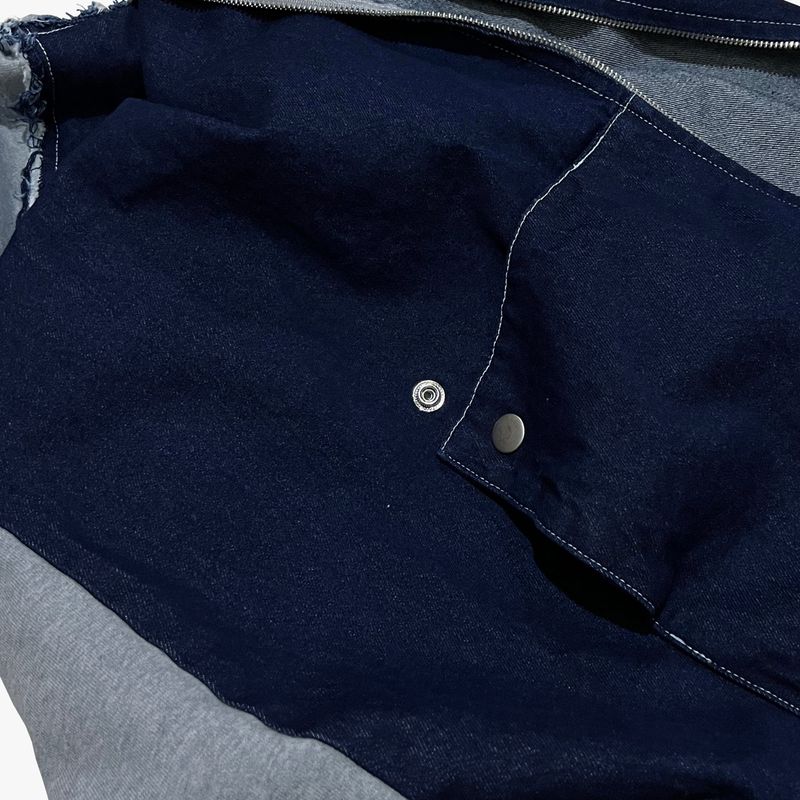 layered deconstructed zip-up hoodie_blue