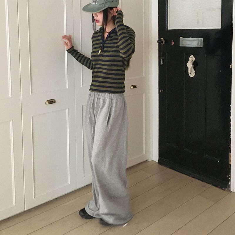 Shugi side cut training two-way banding long wide jogger pants