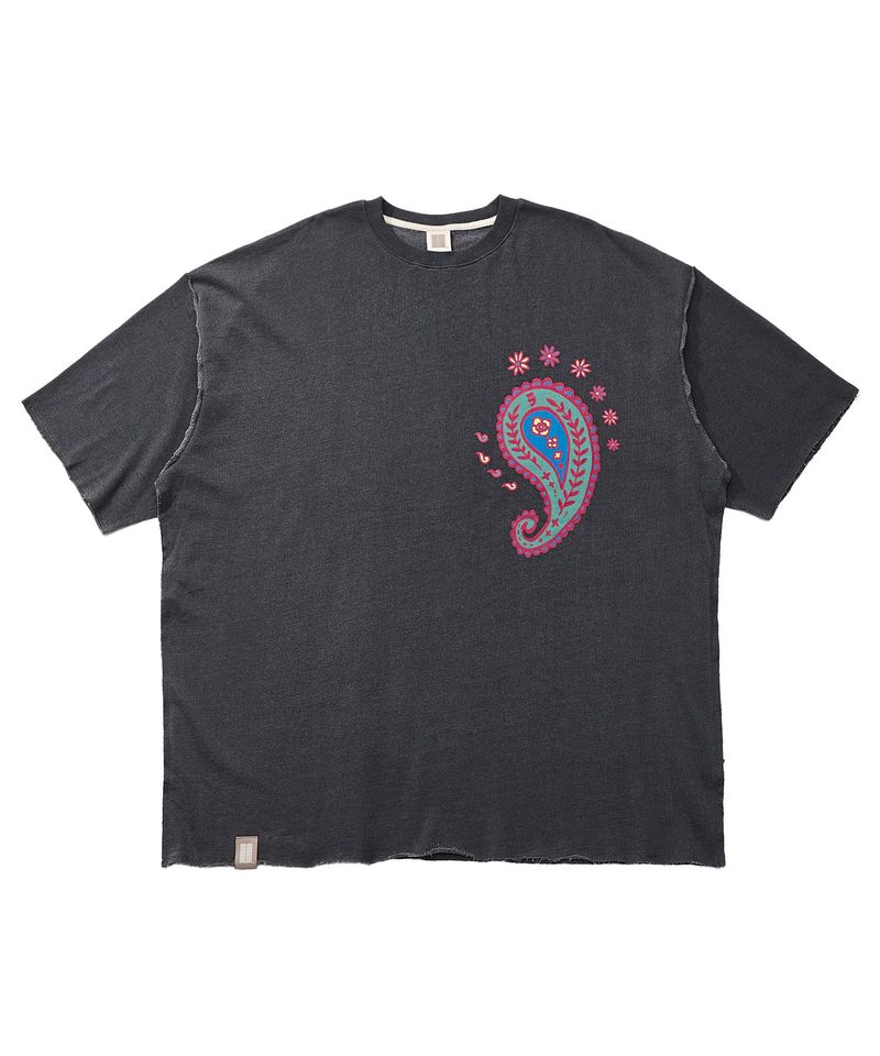 A NOTHING（アナッシング）の「 PAISLEY PRT. CUT-OUT 1/2 TEE (Charcoal)（Tops）」