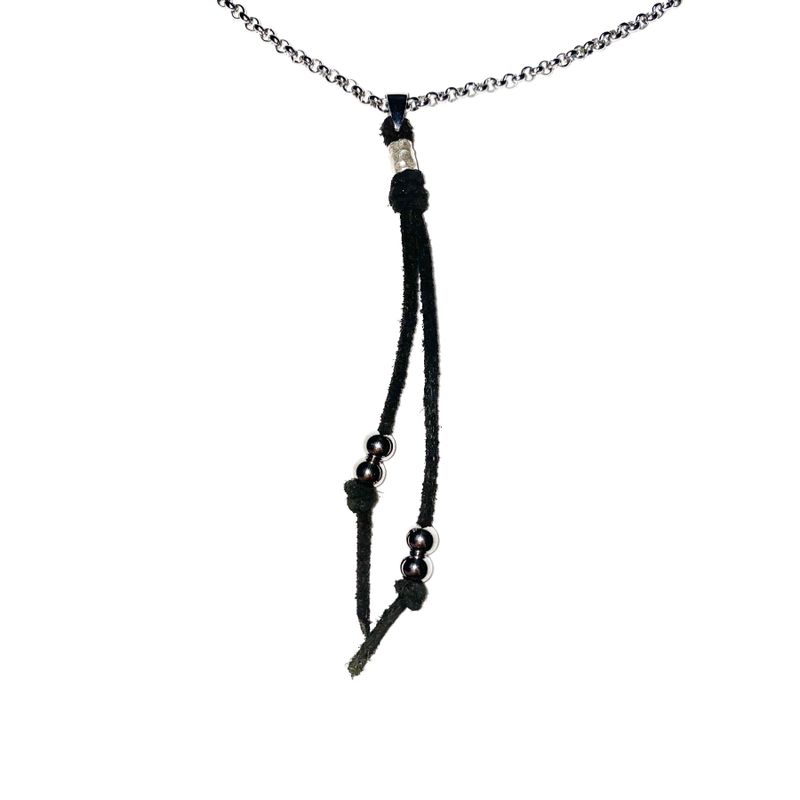 karen silver suede pendant necklace