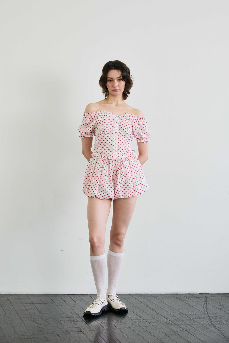 MINI HEART TWO WAY BLOUSE / WHITE