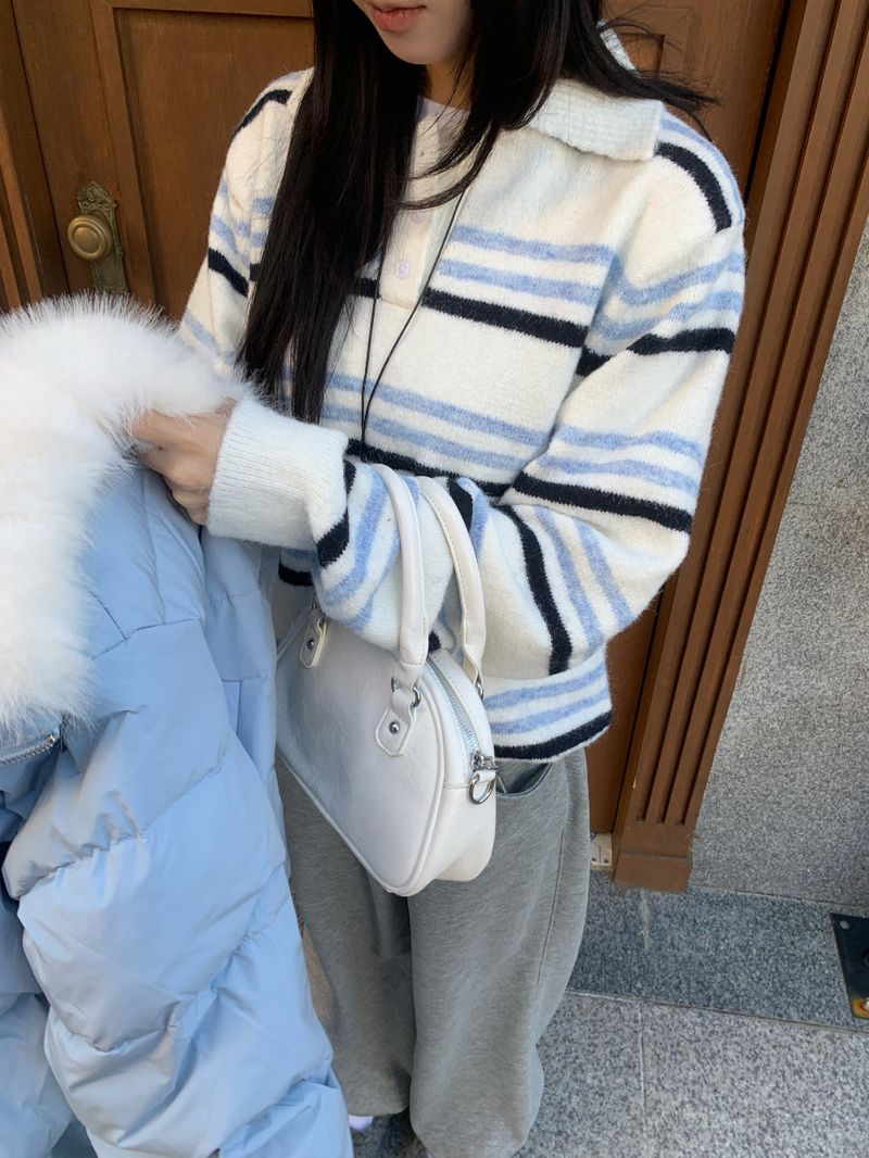 Candy Parade Collar Stripe Knit