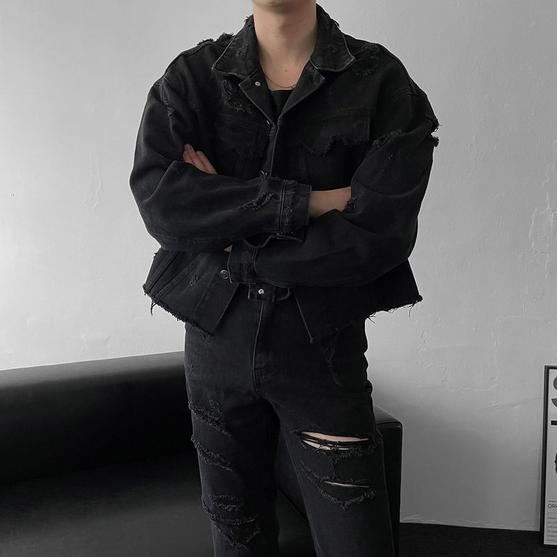 MG624,625 incision damage jean jacket (2 colors)