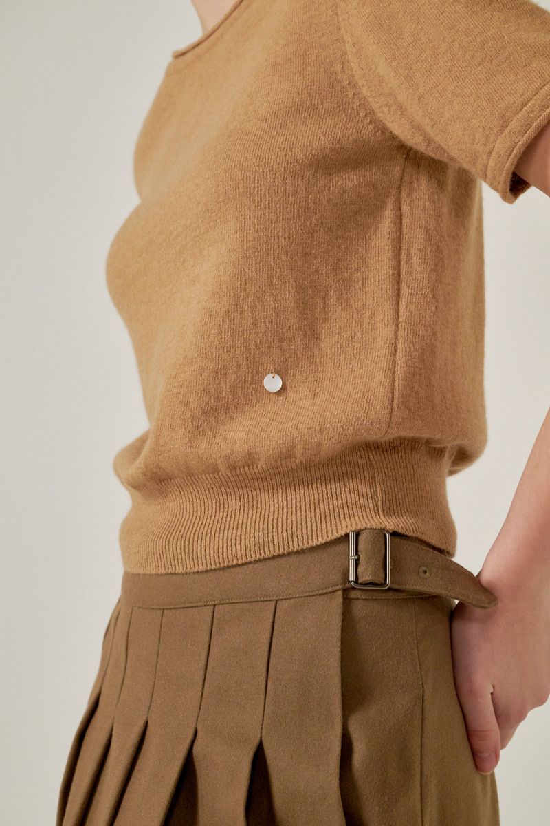 Wrap pleats skirts (Brown)
