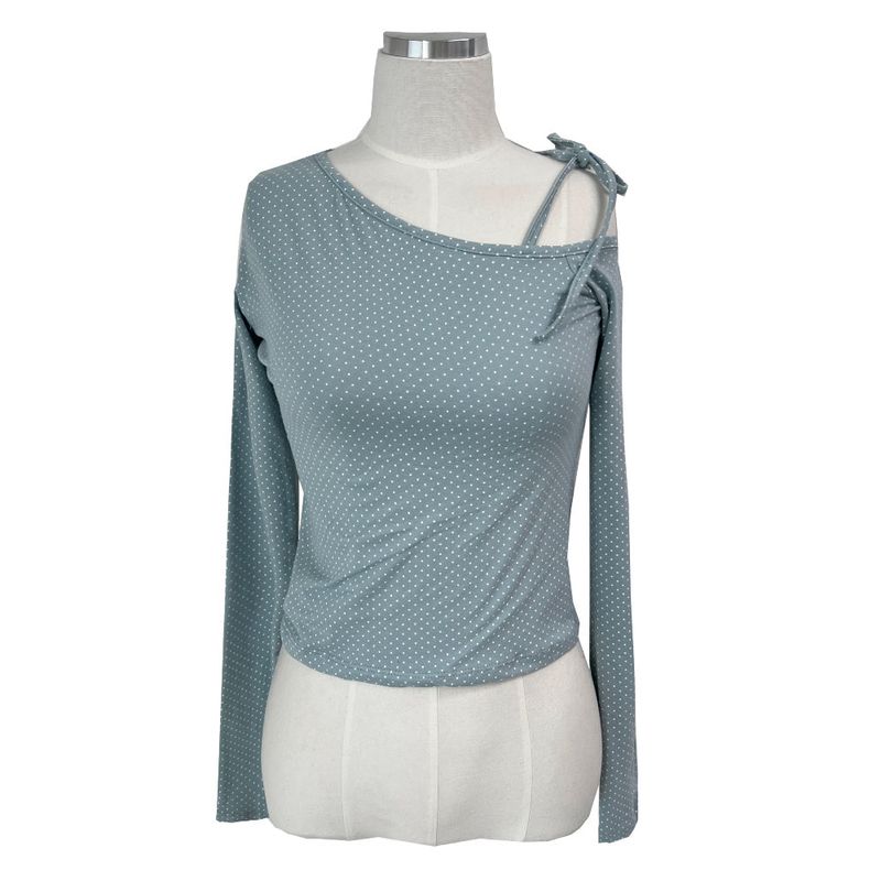 Mini Dot One Shoulder Long Sleeve Tee (4 Colors)