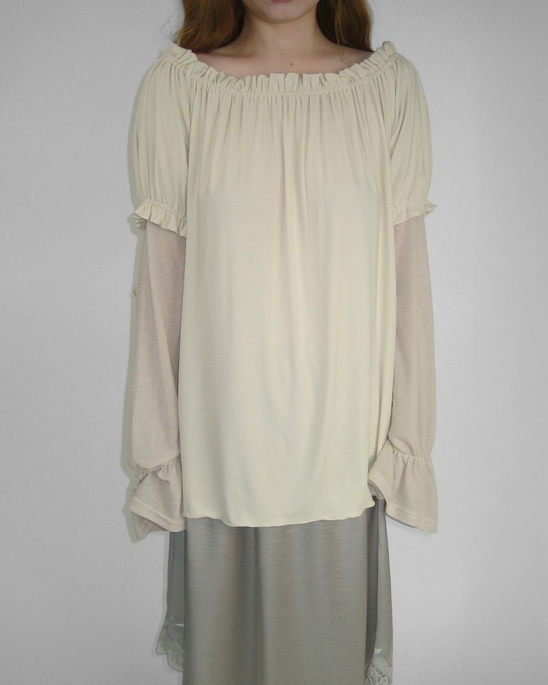 NAVI SHIRRING OFF-SHOULDER DRESS