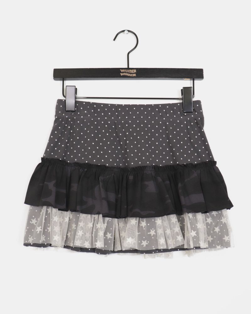 Coren Camo Dot Tiered Mini Skirt