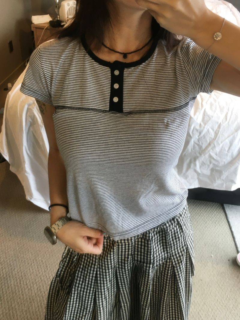 Picnic Half Button T-Shirt (4c)