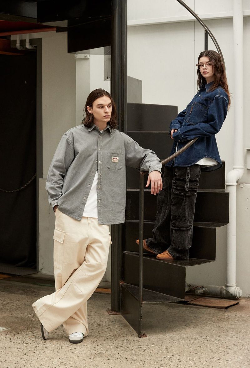 Double Pocket Point Denim Shirt