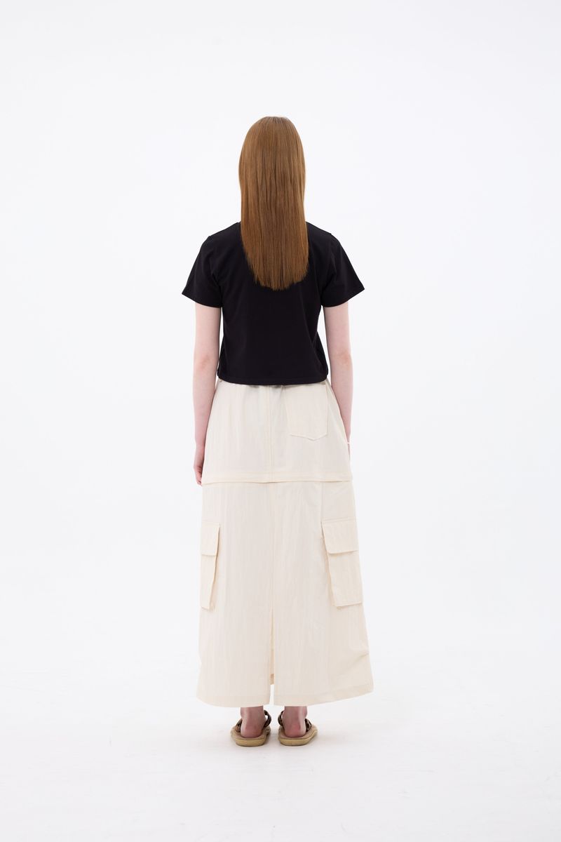 DOUBLE CUT CAGO SKIRT / IVORY