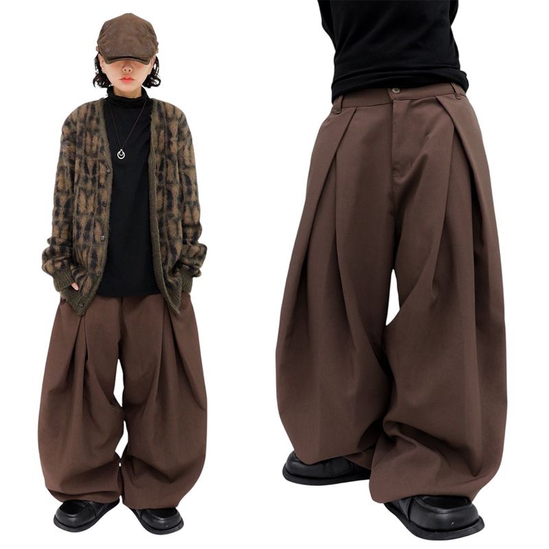 wide double pintuck string slacks