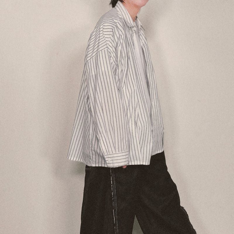 offset stripe shirt_white