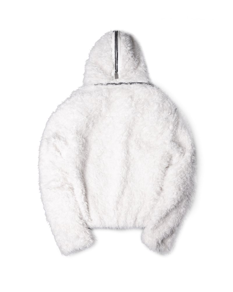 FAUX FUR MULTI ZIPPER WHITE JACKET