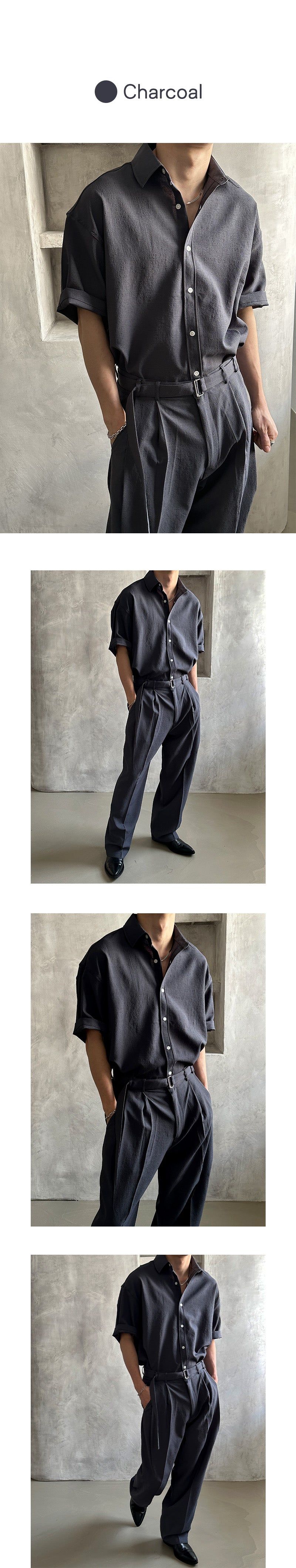 [SET UP가능] Minimal half shirts(3color)