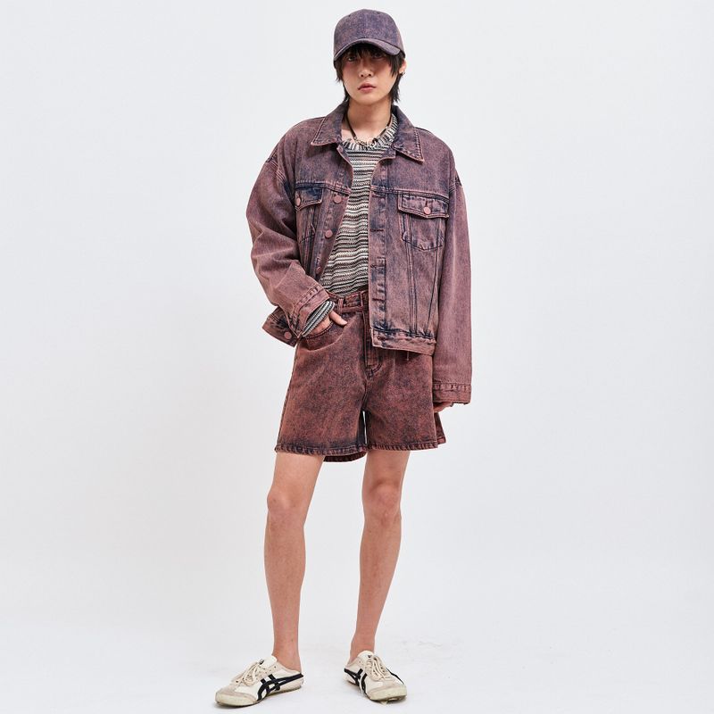 WINE DENIM OVERSIZED TRUCKER JACKET