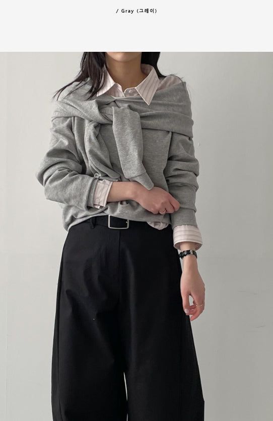 Picnic Off-Shoulder Layered Sweatshirt