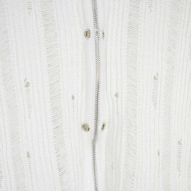 Eyelet Zip-up Knit Cardigan