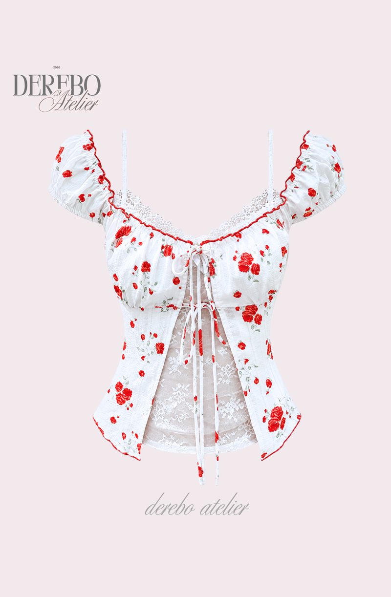Red Rose Lace Layered Blouse
